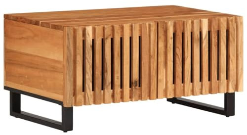 vidaXL Couchtisch, Beistelltisch mit Stauraum, Sofatisch Kaffeetisch für Wohnzimmer, Teetisch Tisch Wohnzimmertisch, Massivholz Akazie