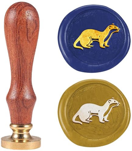 DELORIGIN Siegelstempel Im-Otter Retro Stil 25mm Abnehmbarer Siegelstempelkopf Aus Messing Mit Holzgriff Stempel Für Geschenkpapier Umschläge Grußkarten Dekoration