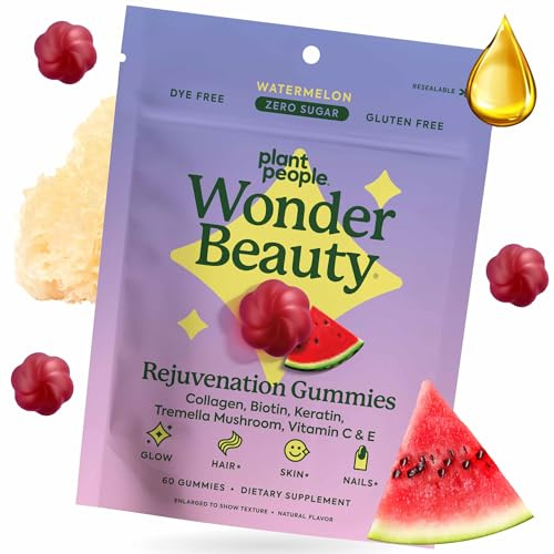 Plant People WonderBeauty Hair Gummies, Watermelon Flavor, 60 Ct