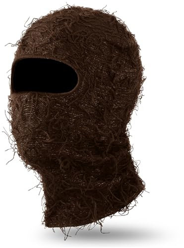WLLHYF 1 Stück Gestrickte Sturmhaube Skimaske Vollgesichts-Beanie-Mütze Winddicht Atmungsaktiv Wärmend Kostümzubehör für Männer und Frauen Outdoor-Sport Radfahren (Braun)