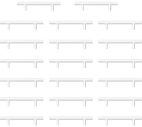 AwmnSrman Kitchen Furniture Handles 20 Pieces 96 mm White Handles for Cabinets Spray Paint Stainless Steel Installation of Holes White
