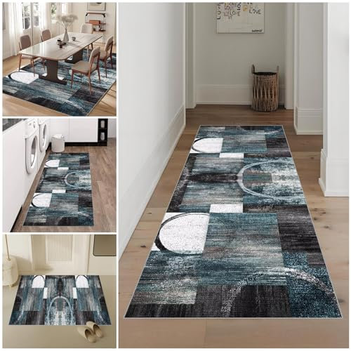 Lmyoieqm Teppich Läufer Flur 110 x 130 cm Waschbar rutschfest Küchenläufer Küchenteppich Modern Carpet Fussmatte Innen Teppichläufer für Küche FlurWohnraum Teppichläufer auf Maß Meterware Flurteppich