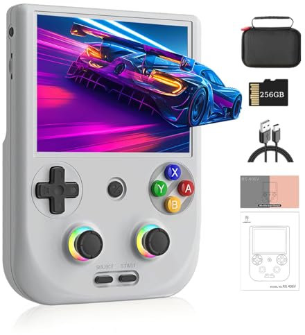 NULA RG406V Retro Handheld Spielekonsole, mit 256G TF-Karte 9000+Spiele 4-Zoll-IPS-Touchscreen Android 13 Videospiel-Player, Hall-Joystick RGB-Beleuchtung, 5500 mAh WiFi & Bluetooth