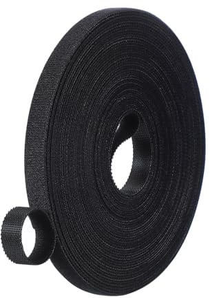 PATIKIL 0.4IN x 33FT Hook and Loop Tape, Double-Sided Nylon Strips Reusable Cable Ties Roll Multi-Purpose Cord Management Tape Wrap Fastener for Home Office, Black