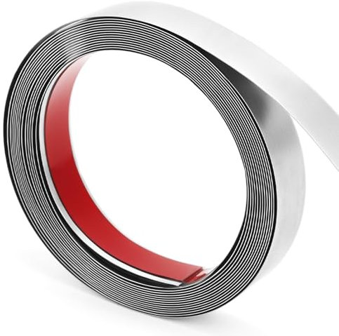 QWORK® 20mm x 5m Zierleiste Selbstklebend, Silber, Gebürstetem Edelstahl, für Kamin, Spiegelrahmen, Möbel & Dekoration