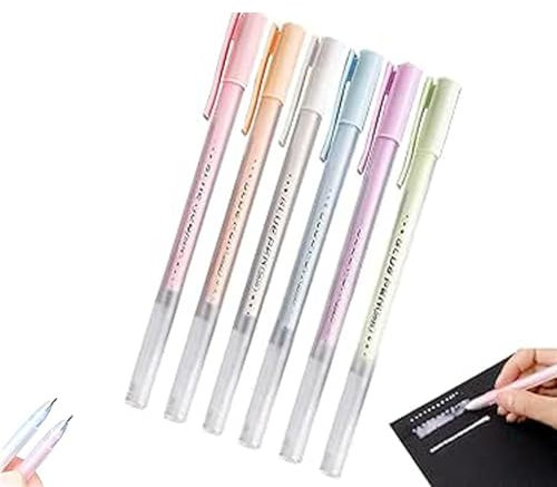 KWJXTBSX Stylo à Colle à séchage Rapide 6Ps pour Scrapbook, Autocollant à Colle Liquide, Stylo à Colle Liquide Fine pour Scrapbook, Stylo à Colle Bricolage.