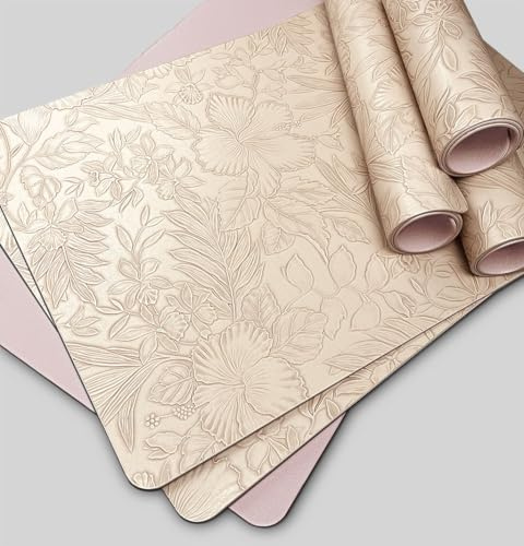 Tischsets, 6er-Set, abwischbare Kunstleder-Tischsets für Tisch 6, wasserdicht, hitzebeständig, rutschfest, waschbar, Tischsets, 6er-Set, Ess- und Outdoor-Platzsets für Gartentische, Rosa ohne