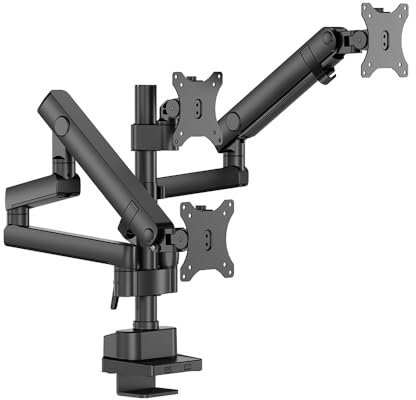 Kenoko Support Triple Moniteurs Hibari – Bras Articulé pour Écrans 17-27’’ | Compatible VESA 100x100 mm | Inclinaison et Rotation 360° | Charge Max 9 kg | Noir