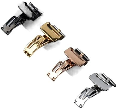 GBSONGLIANGBO DornschließE,Schnalle Solide Nahtlose Klappschließe Edelstahl Schmetterlingsschnalle für Audemars Piguet AP 18mm 4 Farben Mode Armband Zubehör(Gold)