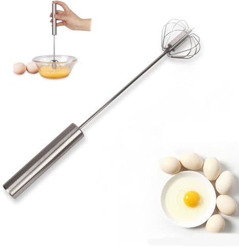 Baawner Whizzy Whisk, Stainless Steel whisks, 2025 New Egg Whisk Hand Push Rotary Blender for Blending, Whisking, Beating, Stirring (S)