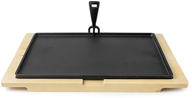IBILI - Piatto in ghisa rettangolare da 38 x 28 cm con base in legno di faggio