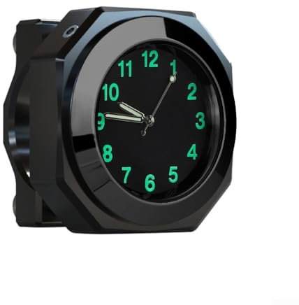 Hasaller Motorrad-Uhren, Aluminiumlegierung, Motorrad-Lenkeruhren, wasserdichte Motorräder, Lenkerhalterung, Digitaluhr, Quarzuhr, leuchtendes Zifferblatt, Lenkeruhr (schwarz)