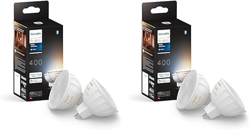 Philips Hue White Ambiance MR16 LED Lampe 4er Pack, dimmbare LED Lampen für das Hue Lichtsystem mit allen Weißtönen, smarte Lichtsteuerung über Sprache und App