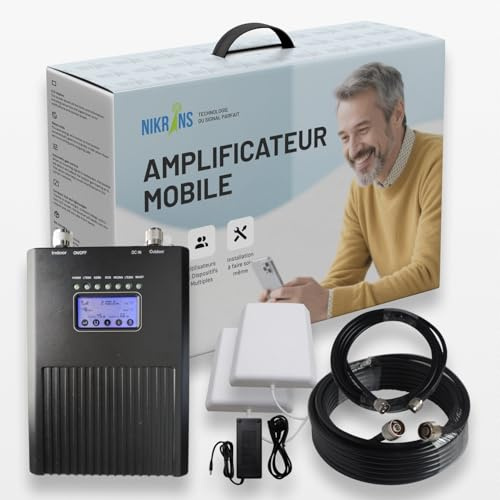 Nikrans Amplificador gsm 5G 4G 3G – Repetidor Multi-Banda para Llamadas e Internet Móvil - Cobertura de hasta 2000 m² - Compatible con Orange, Movistar, Vodafone, etc.