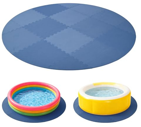 tonchean Tapis rond de 190 cm pour baignoire gonflable, fond de teint pour baignoire gonflable, rembourrage en mousse EVA pour jacuzzi extérieur, piscine, spa, jeu (bleu)