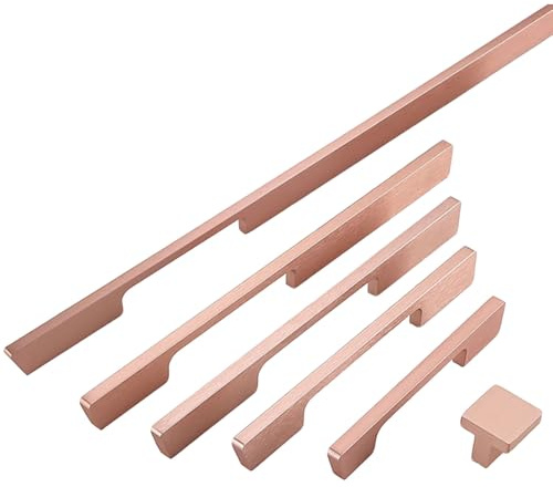 Cabinet handles, 6 Pcs Rose Gold Kitchen Cupboard Handles Aluminum Alloy Wardrobe Long Handle Pulls Furniture Knob for Dresser Drawer Cabinets(Hole Spacing 160mm)