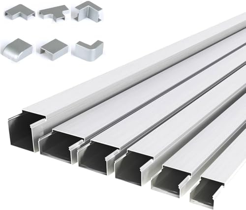 RSBFER 2 m Aluminium-Kabelkanal-Set, Allgemeiner Metall-Kabelkanal, Kabelkanal-Managementsystem für den Innen- und Außenbereich,30x15mm