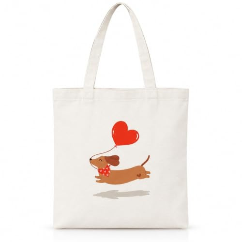RAOPNHS Dackel Tasche – Lustiges Dachshund Geschenk Für Frauen, Dackel Liebhaber Geschenke, Hochwertige Leinwand Einkaufstasche, Dackel Deko Accessoire Für Alltag & Shopping