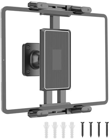 360° Drehbar Tablet Wandhalterung aus Aluminium, Universelle Erweiterbare Halterung mit Clip, Kompatibel mit iPad Pro/ Mini / Air Galaxy Tab, Microsoft Surface Pro, Kindle Alle 4.7-15 Zoll Tablets