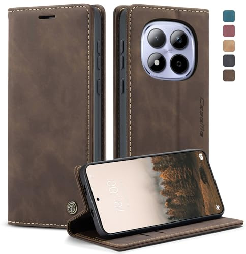 KZB Handyhülle für Xiaomi Redmi Note 15 Pro 5G Hülle Premium Leder Klappbar Tasche Flip Case Magnet Kartenfach Standfunktion Klapphülle Schutzhülle für Redmi Note 15 Pro 5G - Kaffee