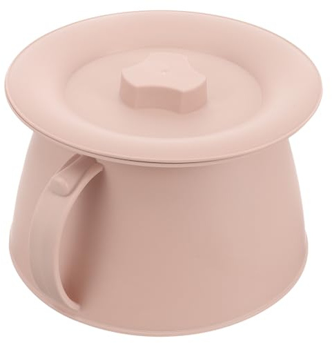 DRESSOOS Pot de Chambre avec Couvercle en Plastique Rose Réutilisable et Facile à Laver, Base Plate Ronde Adaptée aux Personnes Âgées et Grands-parents