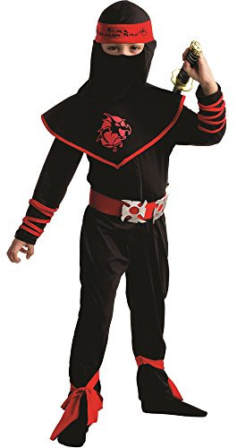 Dress Up America Costume Ninja pour enfants - Samurai Warrior Dress Up - Costume Ninja rouge et noir pour garçons et filles