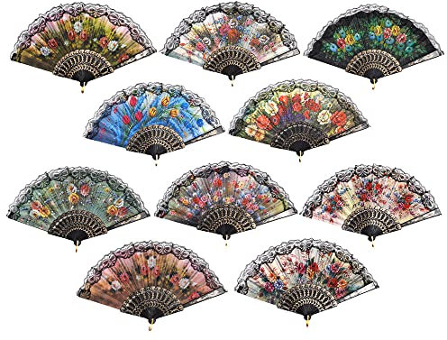 Tomixxx Faltfächer, 12 Stück, spanisches Blumenmuster, 22,9 cm