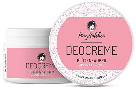 PonyHütchen - Deocreme 50 ml Blütenzauber - Feste Deocreme vegan, ohne Aluminiumsalze & Tierversuche - Unisex Antitranspirant Naturkosmetik handgemacht mit Bio-Zutaten - Ideal für Handgepäck