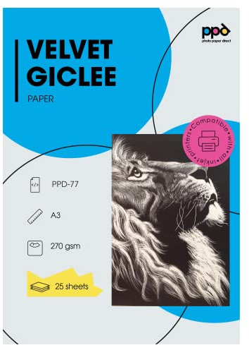 PPD 25xA3 Inkjet Fine Art Etching White Velvet 270g Fotopapier Matt mit sanfter Textur PPD-77-25