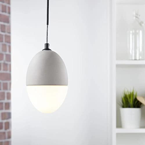 famlights Dinko Pendelleuchte Beton und Glas, Grau | Pendellampe edel Hängelampe modern Hängeleuchte design Deckenleuchte Wohnzimmer-Lampe Schlafzimmer-Leuchte Esszimmer-Leuchte Loft Lounge Bar E27