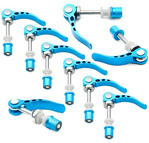 Blue Aluminum Alloy Bike Seat Clamp, M6 × 65mm Bicycle Binder Clamp Bolt Seat Post Quick Release, Pack of 10