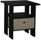 URBNLIVING 3 Tier Black Wooden Modern Side End Table With Colourful Drawer (Beige)