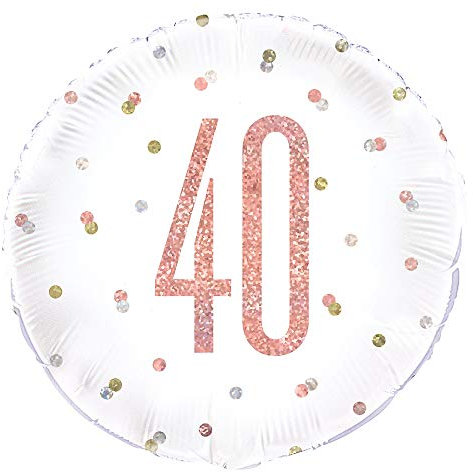 Dazzling Rose Gold 40th Birthday Glitz Round Foil Balloon (45cm) - Perfect for Birthday, Annivesaries & Memorable Celebrations - 1 Pc