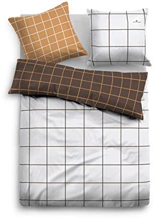 TOM TAILOR 0069922 Bettwäsche Garnitur mit Kopfkissenbezug Baumwoll-Satin 1x 155x200 cm + 1x 80x80 cm cognac