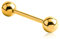Jewel Barrel Gold Tongue Bar Straight Barbell Nipple Piercing Ring PVD Plated 316L Surgical Steel 14G (1.6mm) 16mm Length with Balls