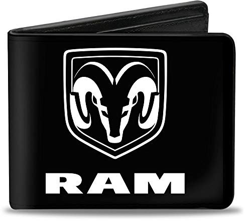 Buckle-Down Herren Ram Wallet Bifold Logo Americana Camo Schwarz Weiß Rot Blau Vegan Leder 10,2 x 8,9 cm, Ram, 4.0 x 3.5, Ram Wallet Bifold Ram Logo Americana Camo Schwarz Weiß Rot Blau Veganes