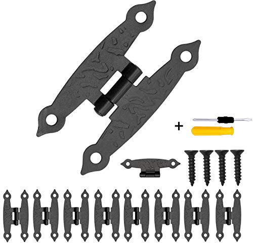 ADNEWX 10 bisagras antiguas, 65 × 34 mm, bisagras negras de mariposa con 40 tornillos para puertas de armarios, cofres, cajas, latas en estilo vintage