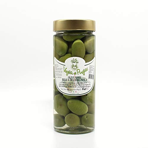 Voglia Di Puglia Olive Verdi Giganti Bella Di Cerignola Oliva da Tavola (Confezione da 330 grammi)