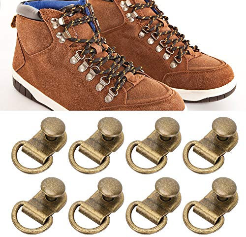 100 juegos de ganchos de encaje para botas de zapatos, anillo de lazo con remaches, hebilla de botas de zapatos Gancho para cordones de zapatos, hebilla de ojal de anillo en D, bolso de cuero para zap