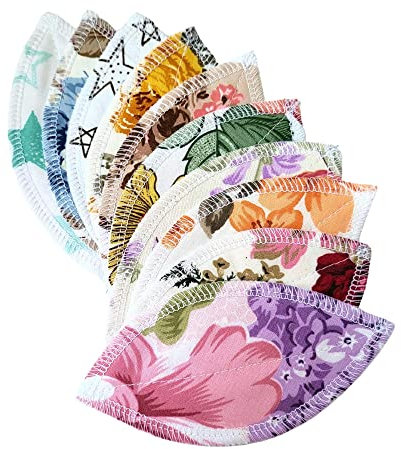 Lilind® 10 Stück Interlabial Pads, wiederverwendbarer Bio-Binde, waschbare Damenhygiene extradünn, Menstruationstasse Back-up, kein Abfall, 100 % Baumwolle, zufällig ausgewählte Blumen