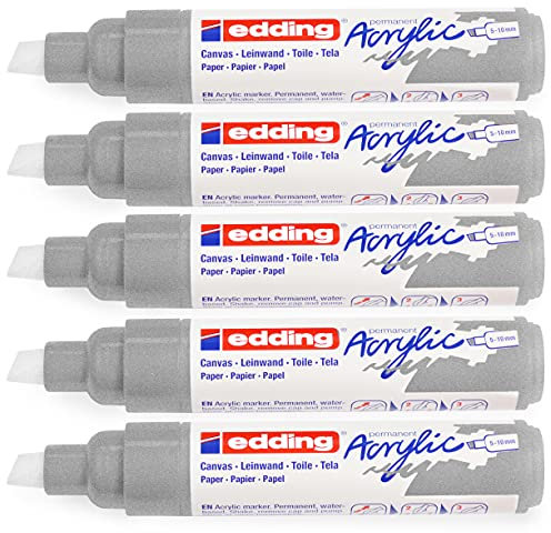 Acrylmarker edding e-5000 breed zilver | 5 stuks