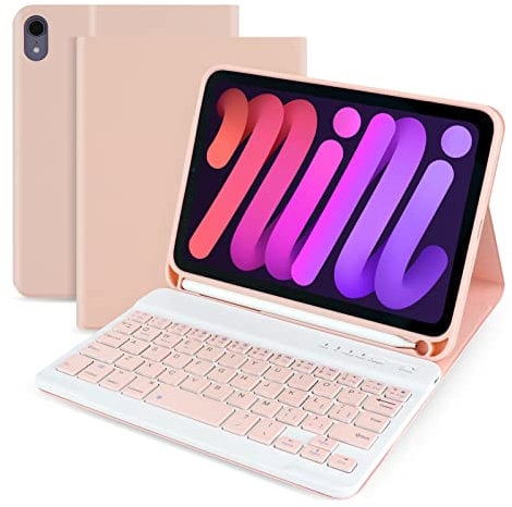 Lively Life Keyboard Case for iPad Mini 6, Bluetooth Keyboard for iPad mini 6th generation 8.3 inch, Protective Case with Detachable Wireless Keyboard, Built-in Pen Holder - Pink