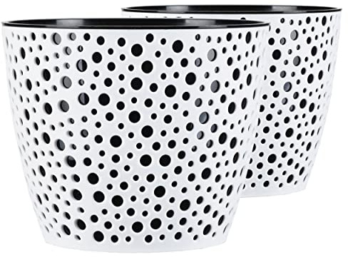 Tymar Blumentopf, 2er-Pack, Übertopf aus Kunststoff, Moderne, Runde Form, Pflanztopf für Innen,Pflanzgefäß, Pflanzkübel, 6 Größen, 5 Farben, VE01 (ø 13cm, Schwarz)