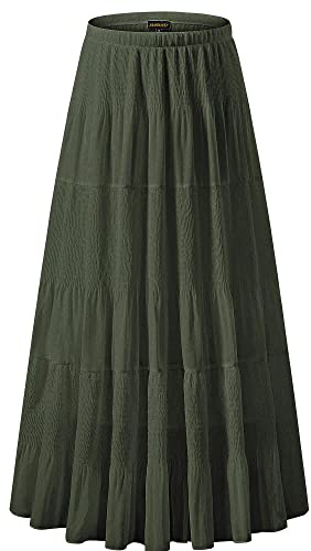 NASHALYLY Falda Plisada Larga para Mujer, Falda Casual para el Verano Mujeres Gasa Retro Largo Maxi Falda