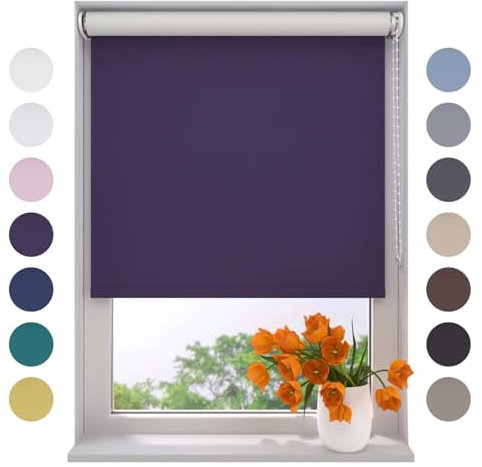 Radeco® Verdunkelungsrollo 210 x 190 cm lila, Größen von 40 bis 240 Breite, ohne Bohren möglich, Rollo wandmontage, Rollo 210 cm breit, Fenster rollos für innen, rollos für Fenster