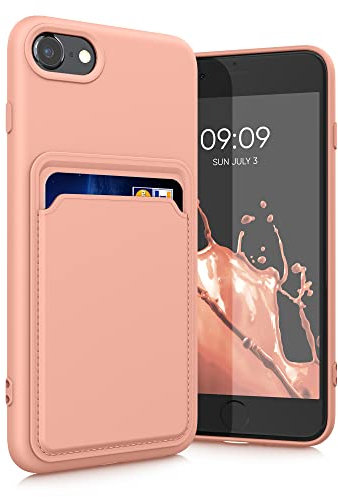 kwmobile Handyhülle kompatibel mit Apple iPhone SE (2022) / iPhone SE (2020) / iPhone 8 / iPhone 7 Hülle - Handy Cover mit Fach für Karten - in Grapefruit Pink