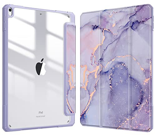 FINTIE Hybrid Case Compatible with iPad Air 3rd Generation 2019 / iPad Pro 3rd Generation 2017, 10.5-inch Built-in Pencil Holder Shockproof Cover with Clear Transparent Back Shell, Liac Marble
