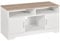 HOMCOM Mobile TV con 3 Scomparti Aperti, 2 Armadietti e Piano d'Appoggio, Mobile per TV fino a 50 in Truciolato, 105x40x52cm, Bianco e Legno