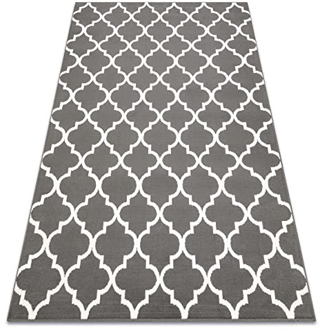rugsx Teppich BCF Morad TRELIS Trelis Marokkanisch, Teppich für Wohnzimmer, Zimmer, Schlafzimmer - anthrazit, grau 80x150 cm
