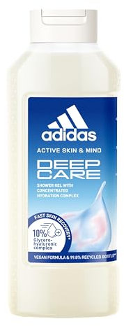 Adidas - Active Skin & Mind - Gel Douche Deep Care Mixte - Clean & Vegan et Flacon recyclé - 400 ML